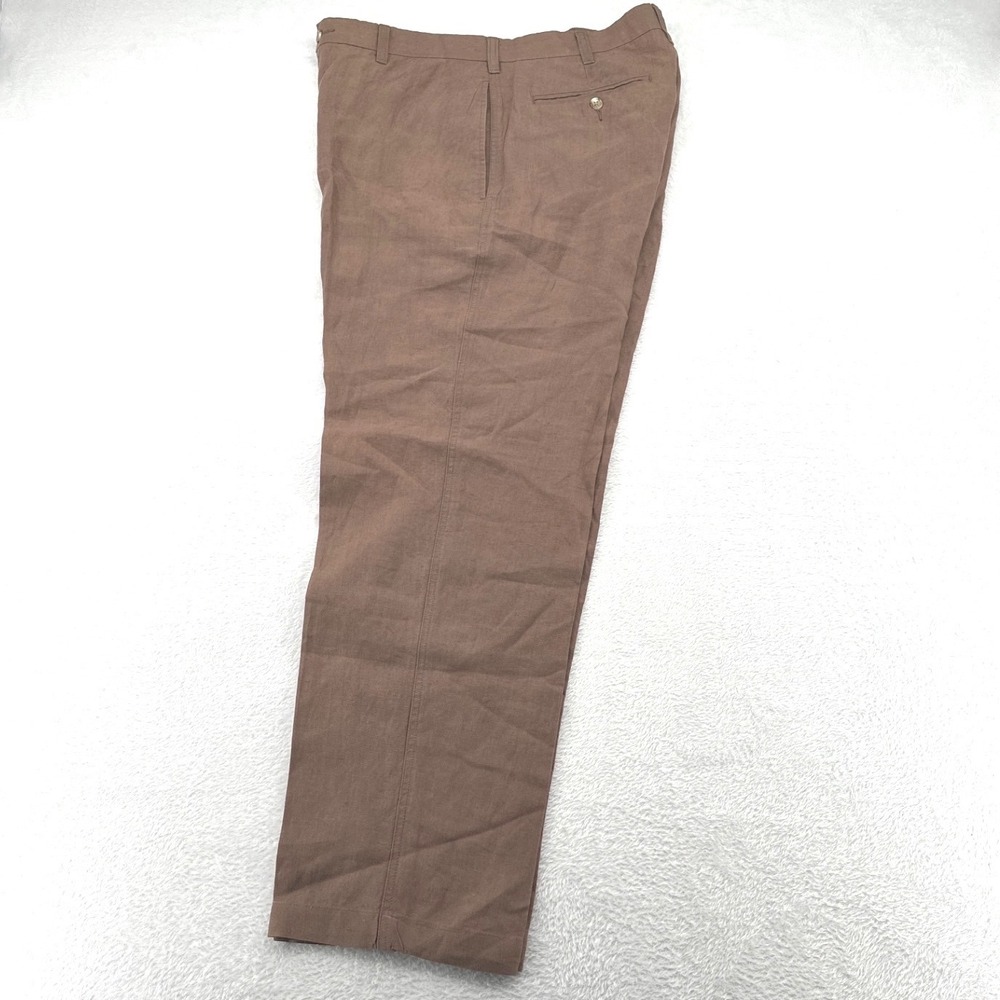 Vintage Banana Republic Mens Pants 33R Brown 100% Irish Linen Flat Front